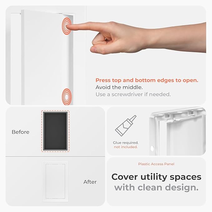 8x8 Inch White Access Panel – ABS Plastic Square Wall & Ceiling Access Door - Image 4