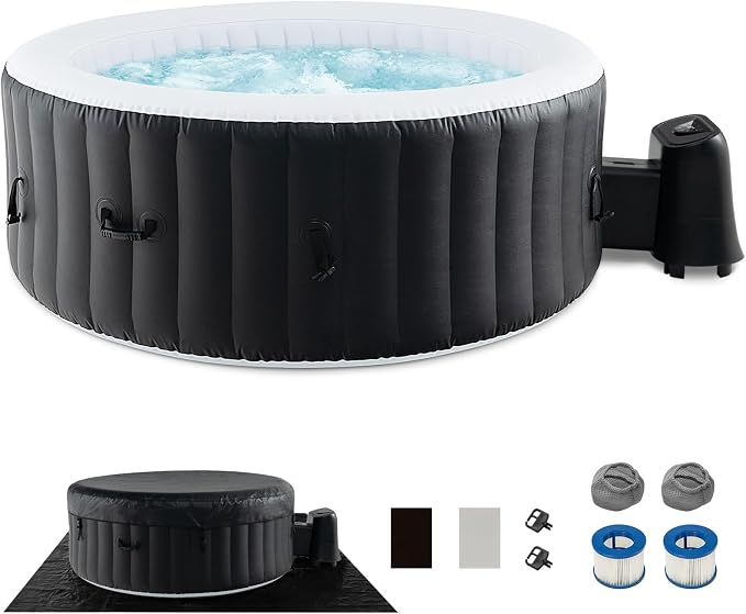 Goplus Inflatable Hot Tub, 4-6 Person Blowup Pool Hottub w/130 Air Jets by Goplus