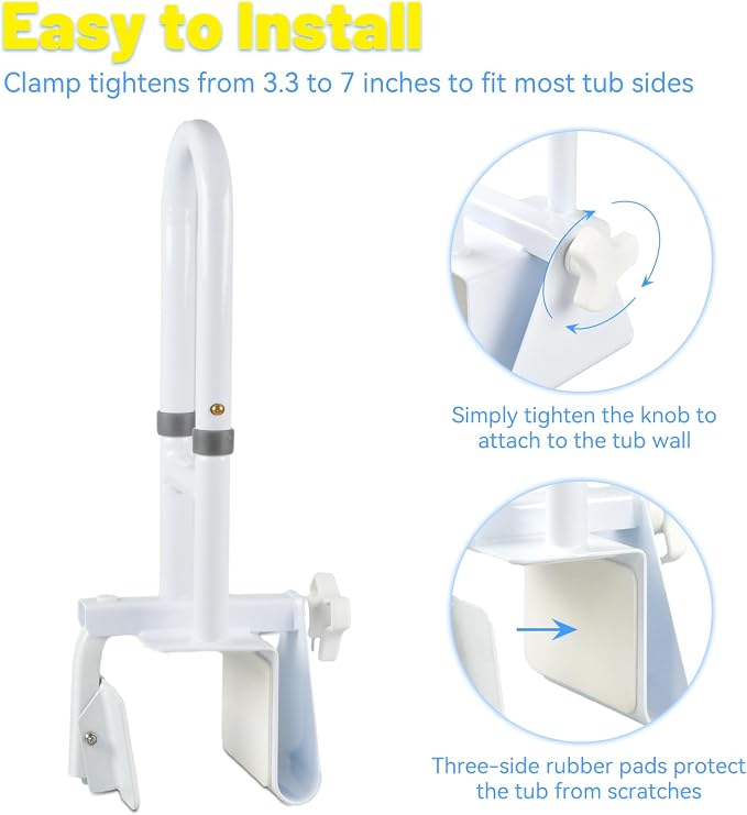 Bathtub Grab Bars for Seniors, Tub Handle Grab Bar for Elderly Bath Support - Image 4