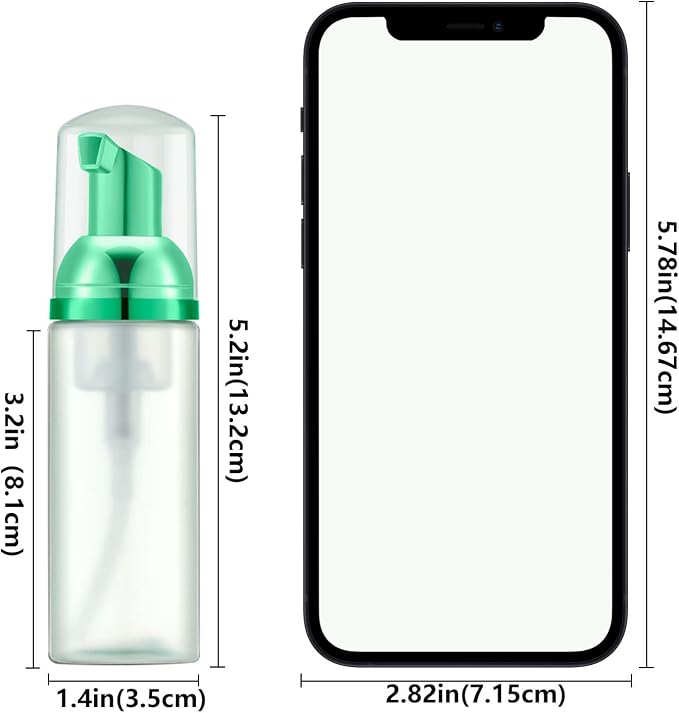 Lil Ray 2 Oz Empty Frosted Green Foam Pump Bottle, Travel Foamer Soap Dispenser - Image 6