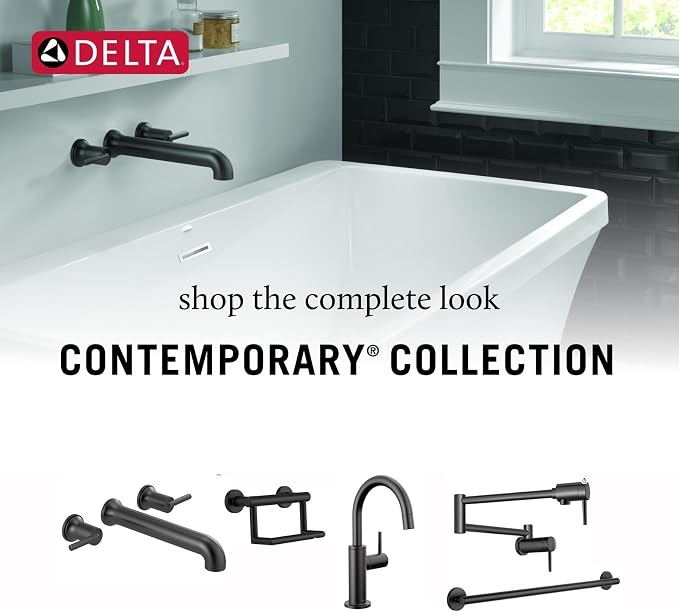 Delta Wall Mount Bathroom Faucet 3 Hole, Polished Nickel Bathroom Sink Faucet - Image 4