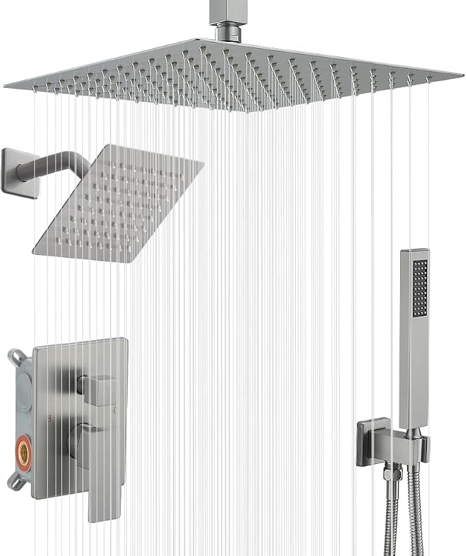 Shower Faucet Set Brushed Nickel Shower System, Knob Switch Diverter Shower by YCAIKOI