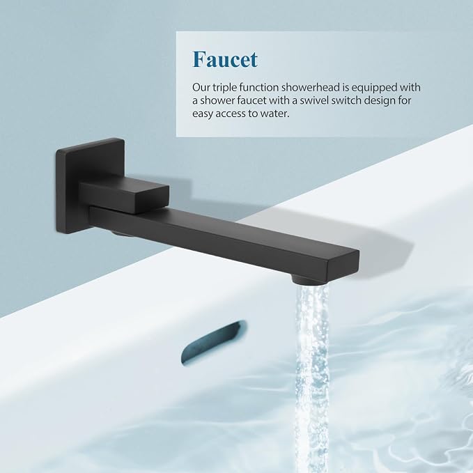 10 inch Square Shower Head and Handheld Set, Gasecoet Shower System - Image 7
