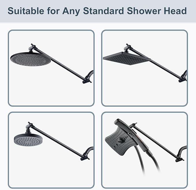 BRIGHT SHOWERS 15 Inch Extra Long Shower Head Extension Arm, Solid Brass Shower - Image 6
