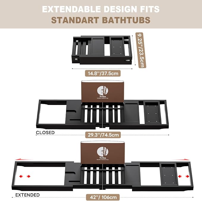 Yirilan Foldable Bathtub Caddy, Expandable Bath Tray, Unique House Warming Gifts - Image 2