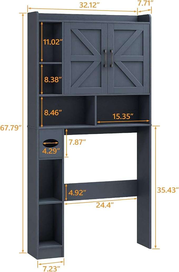 Vabches Over The Toilet Storage Cabinet, Farmhouse Storage Cabinet Over Toilet - Image 2