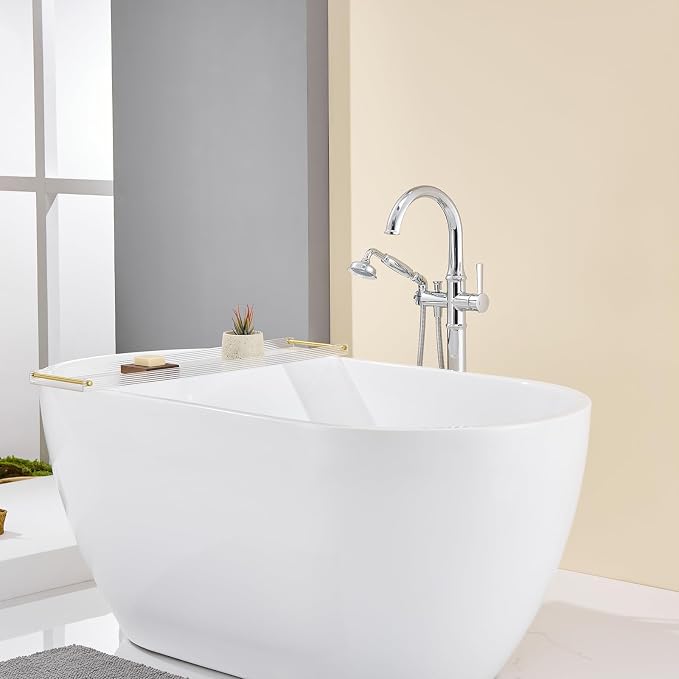 Free Standing Tub Faucet Chrome Tub Filler Freestanding Bathtub Faucets Brass - Image 4
