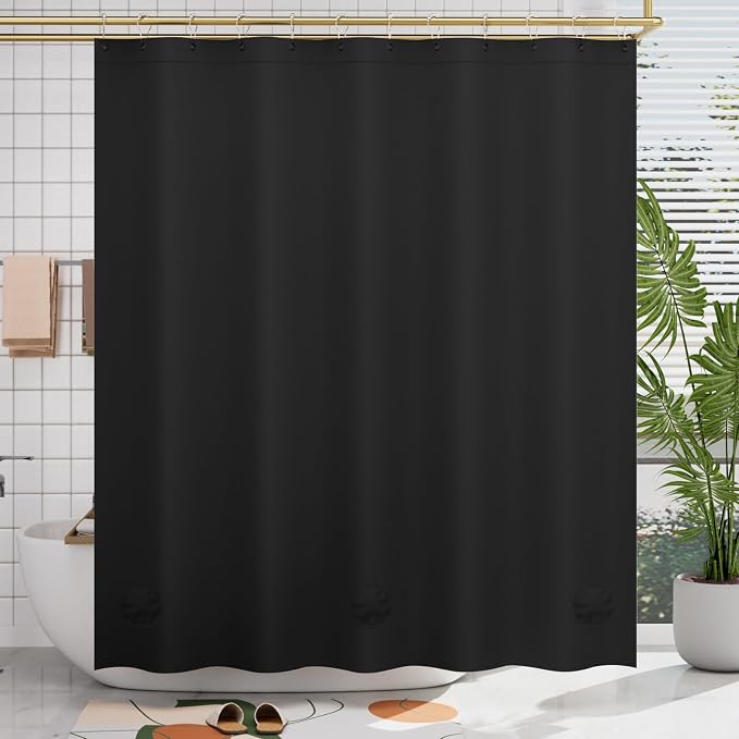 AmazerBath Plastic Shower Curtain Liner, 72 x Inches EVA 8G Heavy Duty Black - Image 2