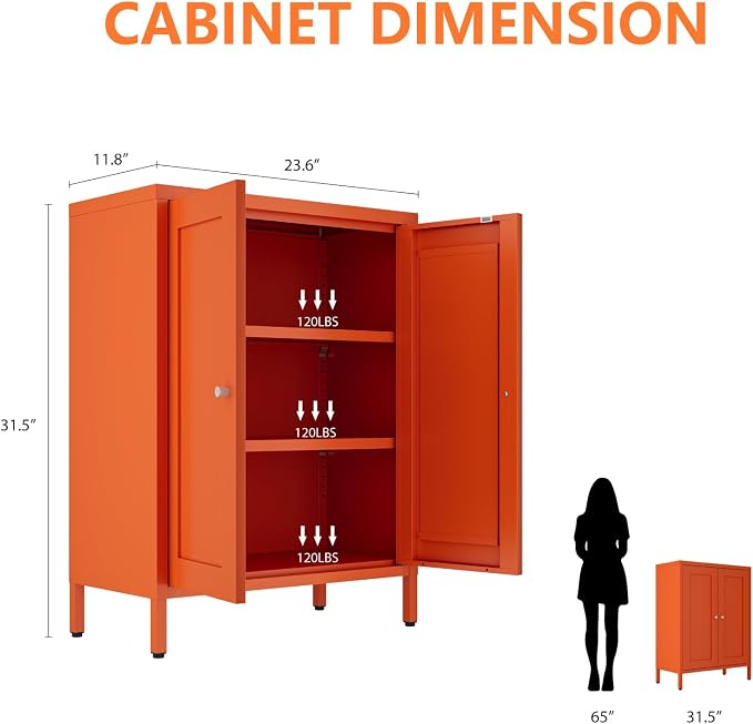 Metal Bathroom Cabinet, Small Floor Storage Cabinet, Freestanding Sideboard - Image 3
