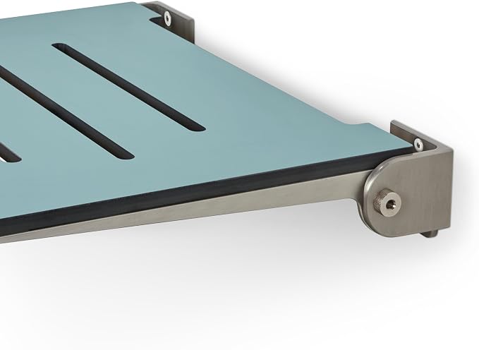 18 inch Silhouette Slimline Folding Wall Mount Shower Bench Seat, Teal Seat - Image 5