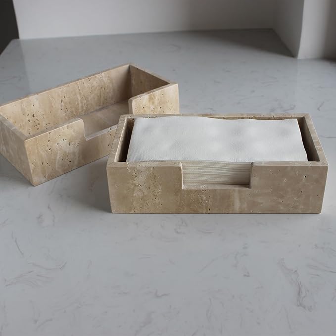 Natural Travertine Napkin Holder 9.8"x4.9"x2.8", Guest Towel Holder, Paper Hand - Image 6