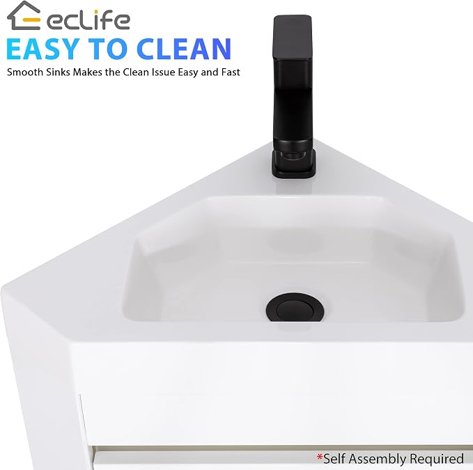 eclife 22" Corner Bathroom Vanity Sink Combo - Image 4