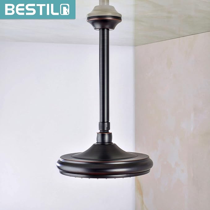 BESTILL 8 Inch Ceiling Mount Rain Shower Head Arm and Flange, Oil Rubbed Bronze - Image 3