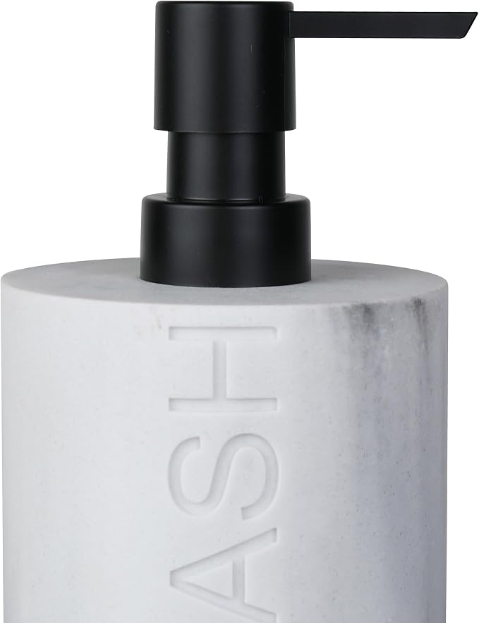 Resin White Marbled Body Wash Engraved Bottle Refillable Pump Dispenser - Image 7
