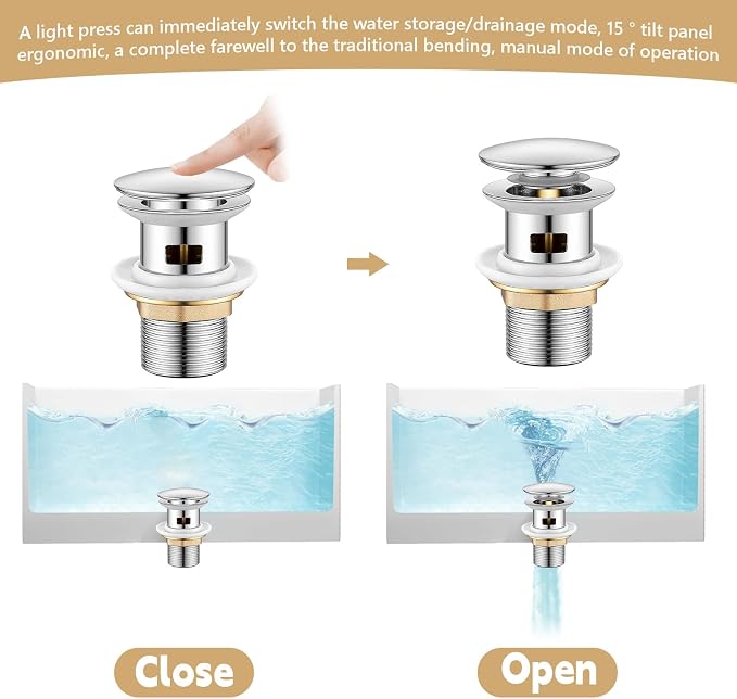 【Limited-time Promotion】 Pop Up Freestanding Tub Drain Plug, 2025 Upgraded - Image 3