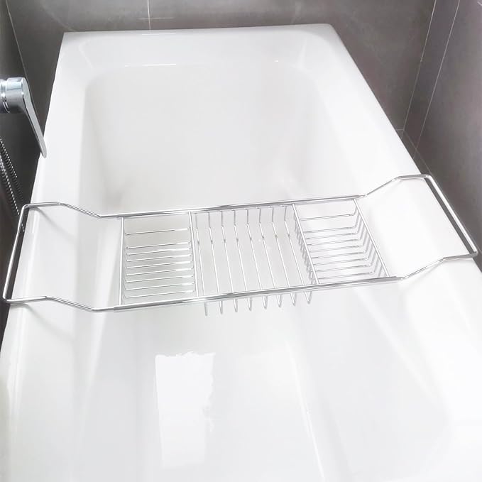 Stainless Steel Expandable Shower Bathtub Tray Over Tub Bath Caddy Expandable - Image 4