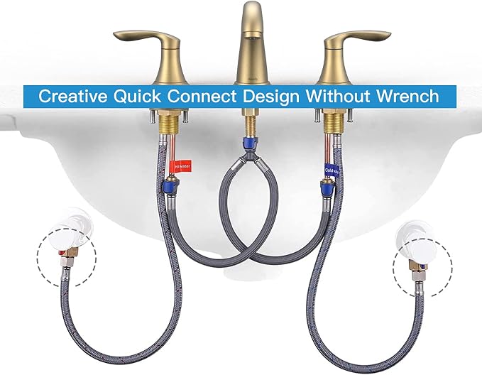 Bathroom Sink Faucet, Dual Handle Widespread Bathroom Faucet 3-Hole Design - Image 6