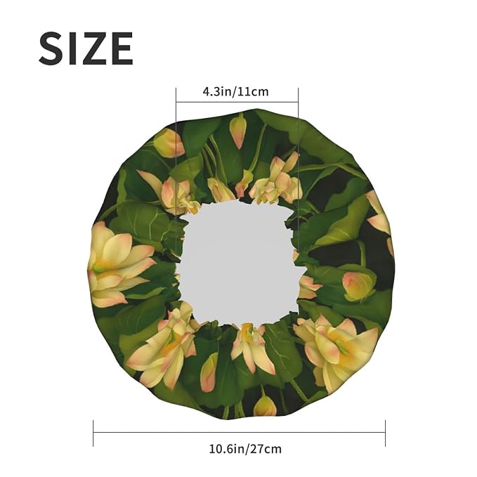 Elegant Lotus Shower Cap for Women Reusable Waterproof Stylish Bath Hat Hair - Image 6