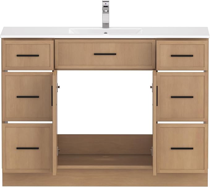 48 Inch Bathroom Vanity Without Sink, Freestanding Wood Farmhouse Cabinet - Image 7