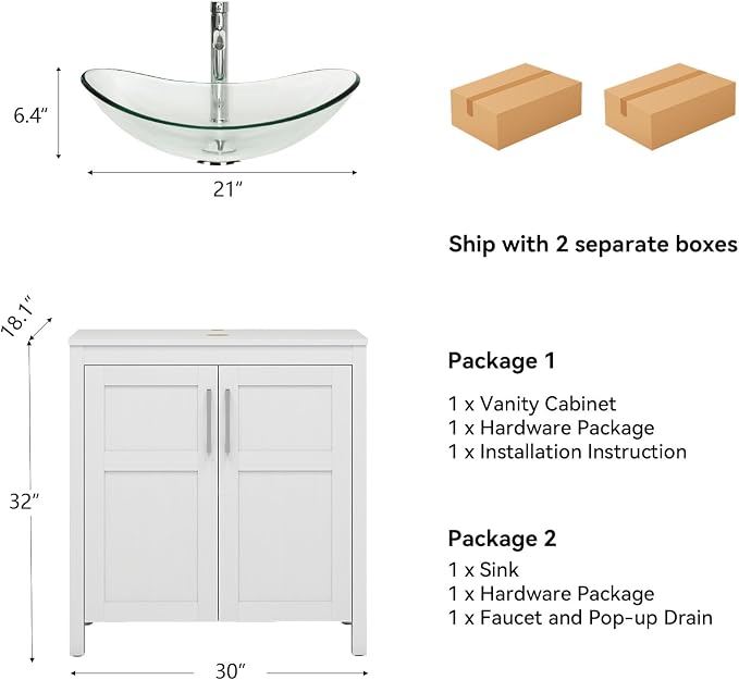 YOURLITE 30 Inches Traditional Bathroom Vanity Set - Image 3