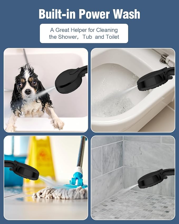 Filtered Shower Head with Handheld Matte Black, BOWGER 6 Modes High Pressure - Image 5