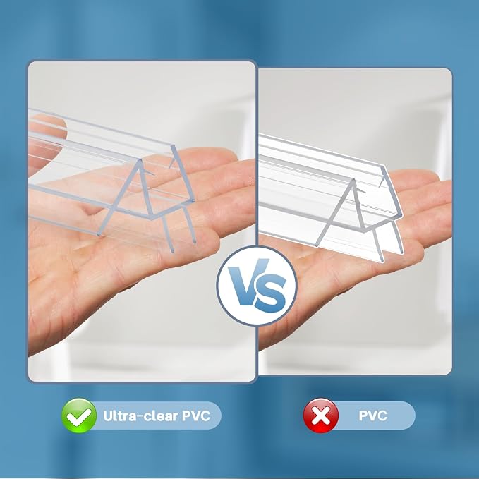 Shower Door Bottom Seal Strip, Ultra Clear PVC, Fits 8mm Thick Glass, Prevents - Image 7