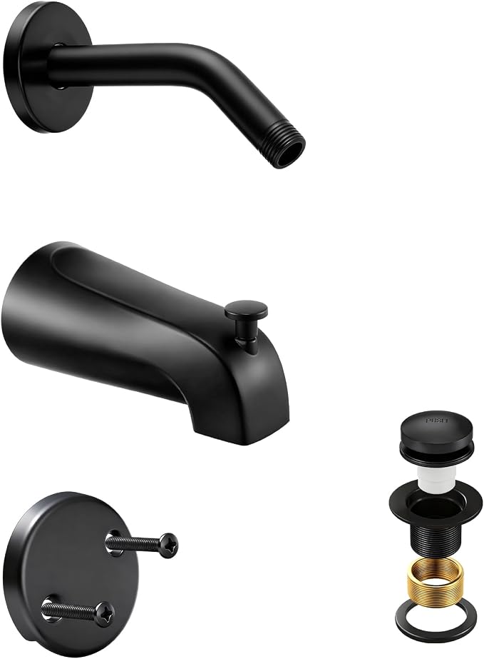 3 Piece Bathroom Fixture Set in Matte Black Shower Arm by Dreyoo