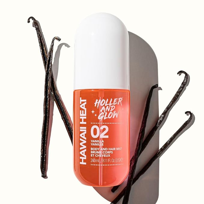 Holler And Glow Hawaii Heat Body & Hair Mist, Warm Vanilla, Peony & Amber Scent - Image 4