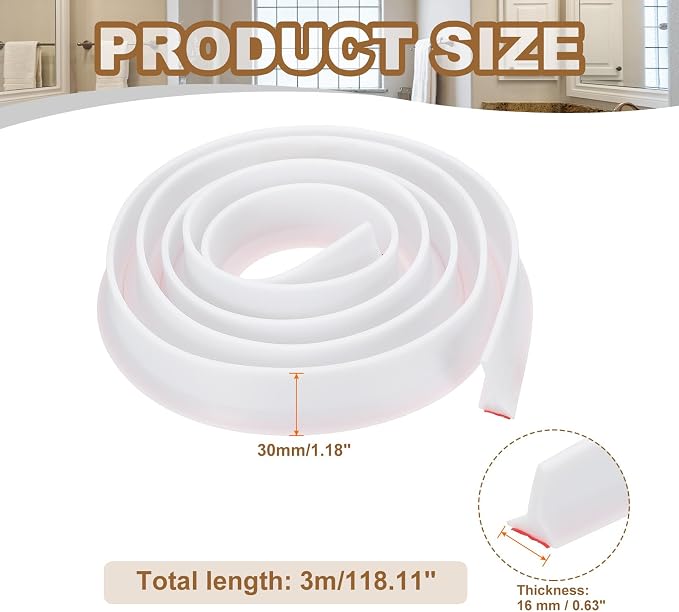 PATIKIL 118 Inch Collapsible Shower Threshold Water Dam Guard, Shower Stopper - Image 2