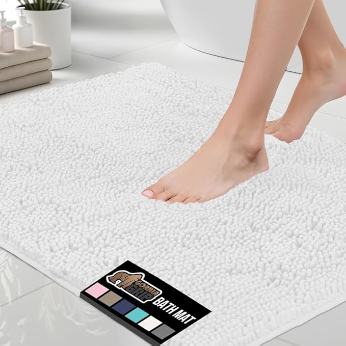 GORILLA GRIP Bath Rug Mat 48x17, Thick Soft Absorbent Chenille, Quick Dry by GorillaGrip