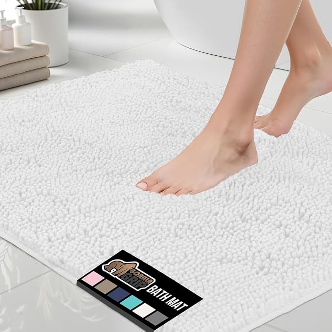 GORILLA GRIP Bath Rug Mat 44x26, Thick Soft Absorbent Chenille, Quick Dry by GorillaGrip