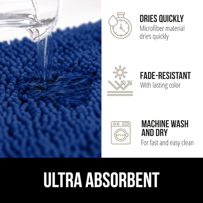 GORILLA GRIP Bath Rug Mat 30x20, Soft Absorbent Chenille, Quick Dry Microfiber - Image 4