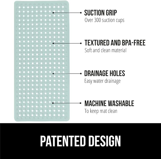 GORILLA GRIP Patented Bath Tub Shower Mat, Machine Washable Bathtub Floor Liner - Image 2