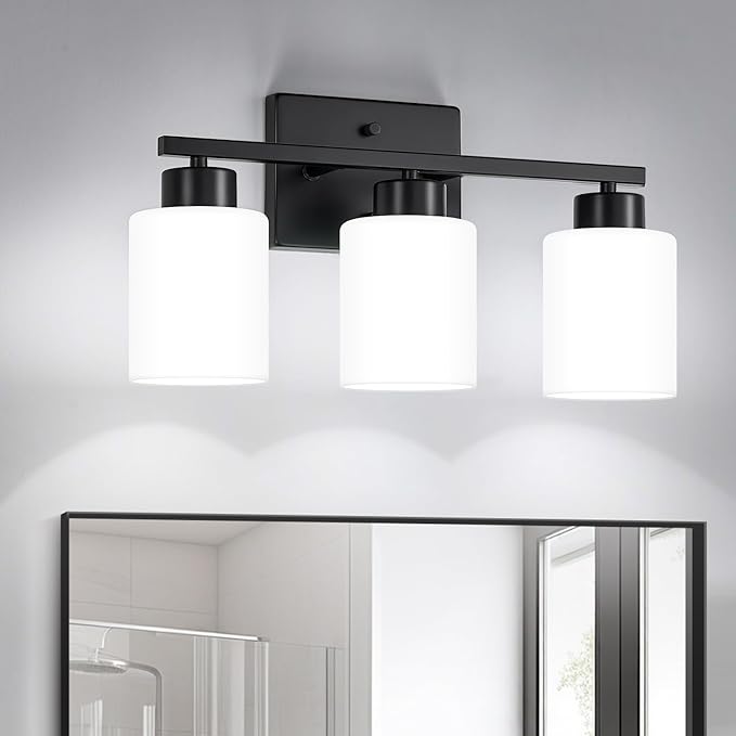 Black Bathroom Light Fixtures, 3-Light Modern Vanity Light Over Mirror by FonmYim