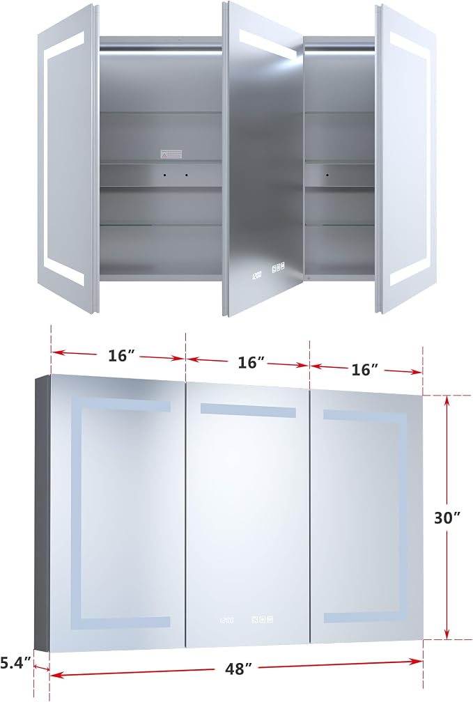 48" x 30" LED Lighted Medicine Cabinet - Image 2