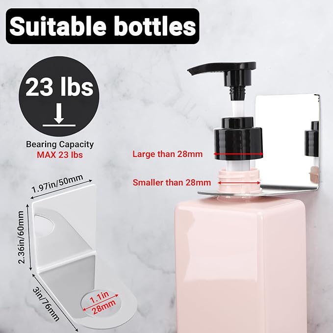 Segbeauty Stainless Soap Bottle Dispenser, 3 Pack Dia 1.1in 2.8cm Drill-Free - Image 3
