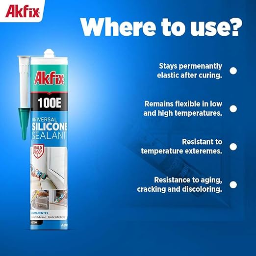 Akfix 100E RTV White Silicone Caulk - Image 5