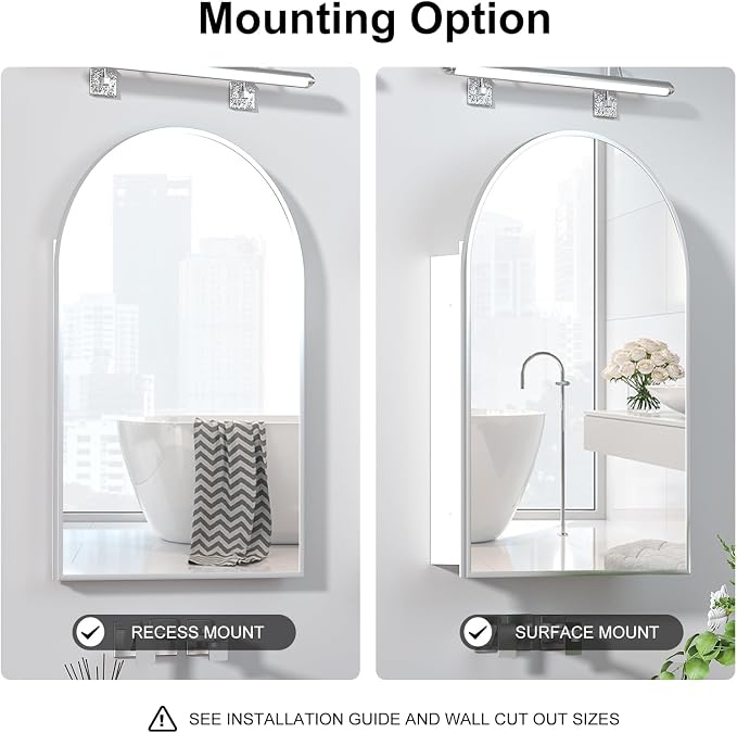 Recessed Medicine Cabinet with Mirror, Arched Medicine Cabinet - Image 4