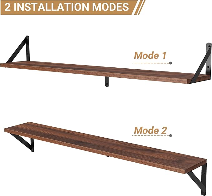 Heimlove Floating Shelves for Wall, 36 Inch Long Wood Floating Bookshelf Set of - Image 5