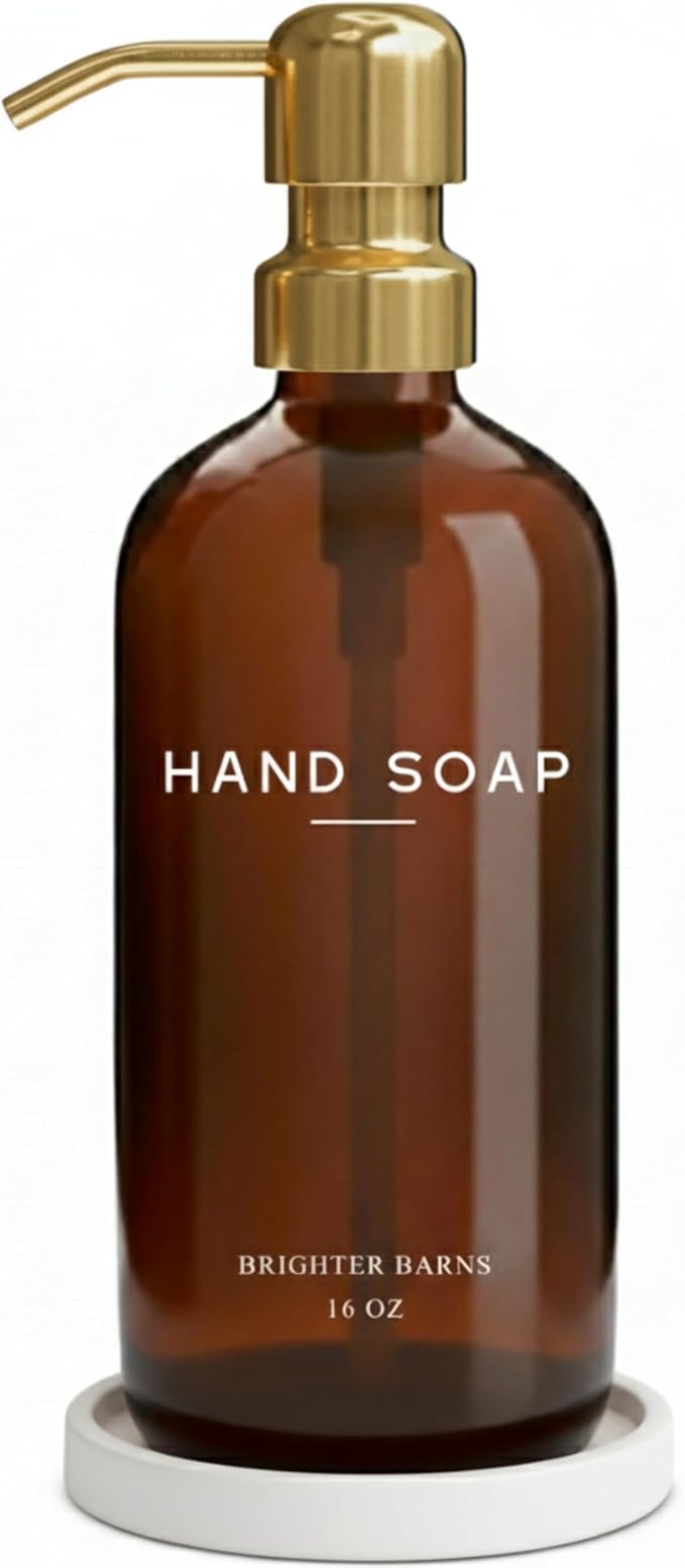 Luxury Glass Hand Soap Dispenser Bathroom Set by Brighter Barns by BrighterBarns
