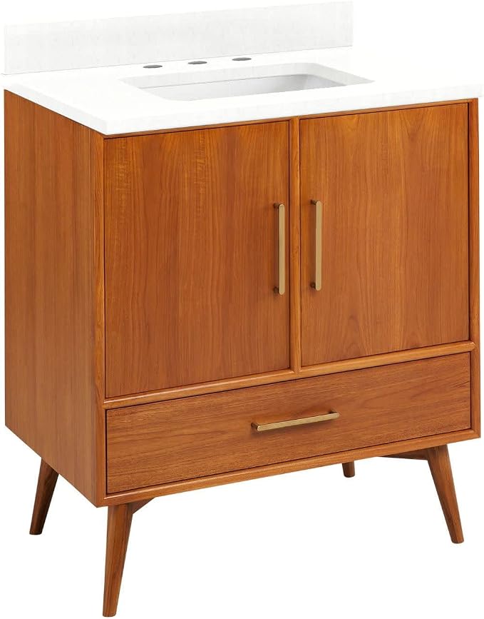 Signature Hardware 953363-30-RUMB-8 Novak 30" Freestanding Teak Single Basin by SignatureHardware