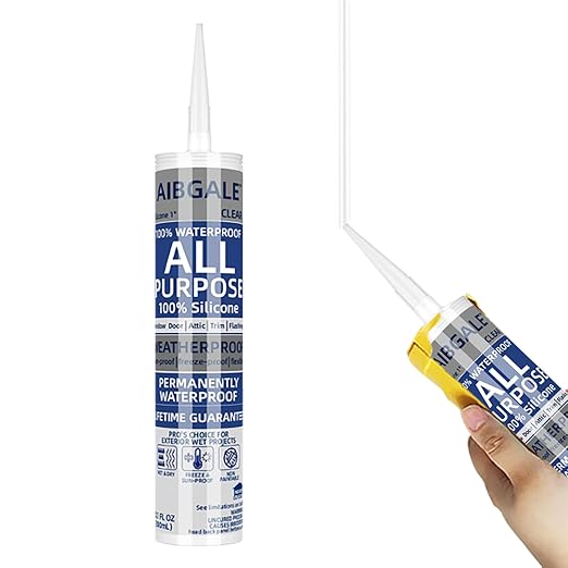Clear Silicone Sealant, All-Purpose 100% Waterproof Silicone Caulk, Adhesive by AIBGALE