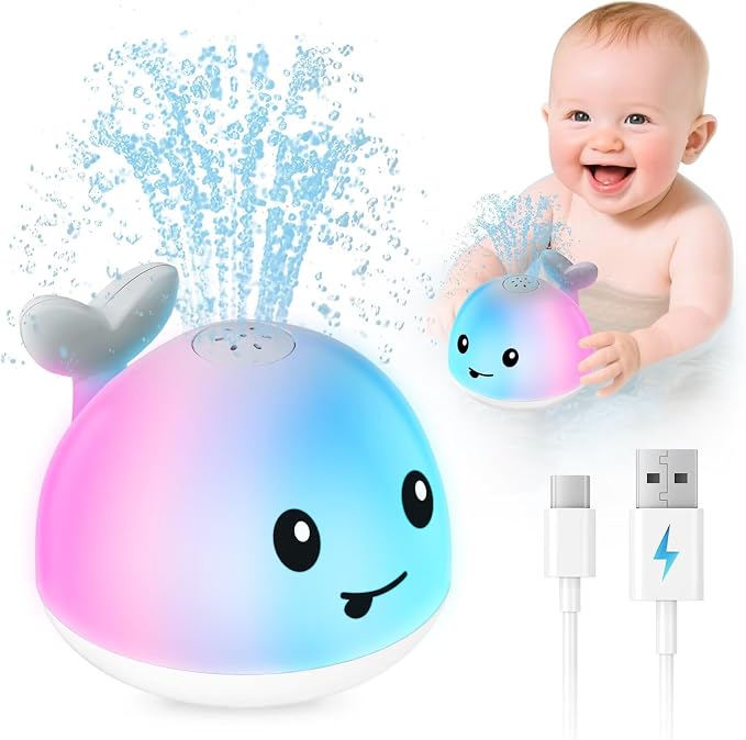 Baby Bath Toys for Kids Ages 1-3 & Babies 6-12 Months, Light Up Whale Sprinkler by HOME