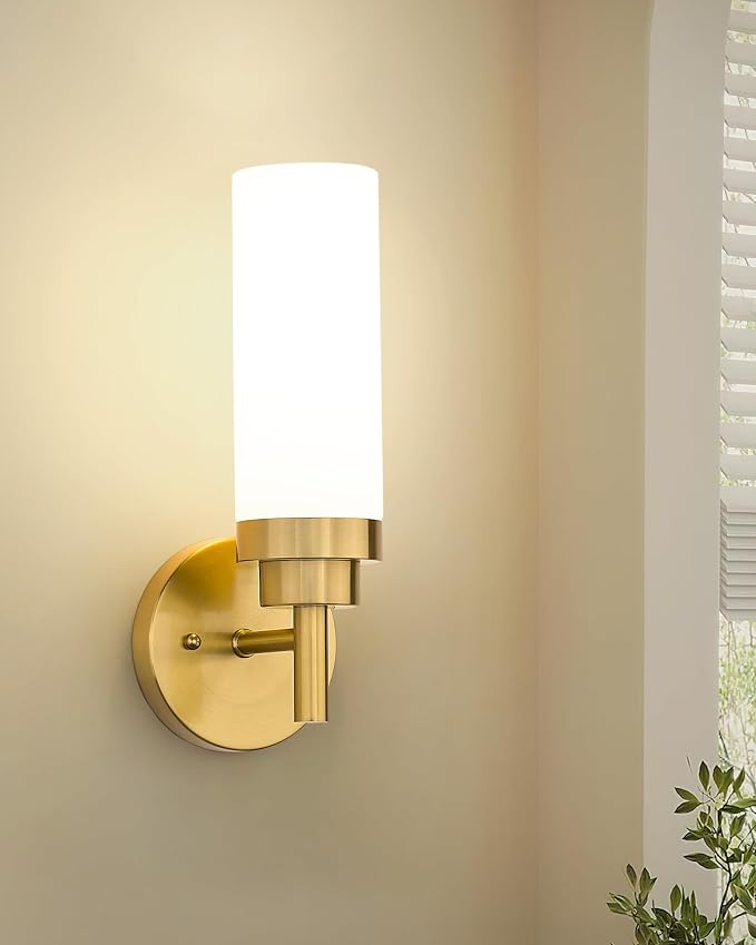 Emak Wall Sconces Set of 2, Modern Brushed Gold Bathroom Vanity Sconce Wall - Image 7