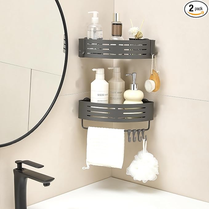 Suction Cup Shower Caddy Corner, Shower Storage Rack by Zynuhmo