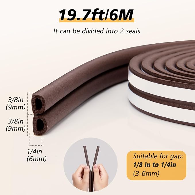SUNMON Door Seal D-Type Strip Weather Stripping Self Adhesive Foam - Image 4
