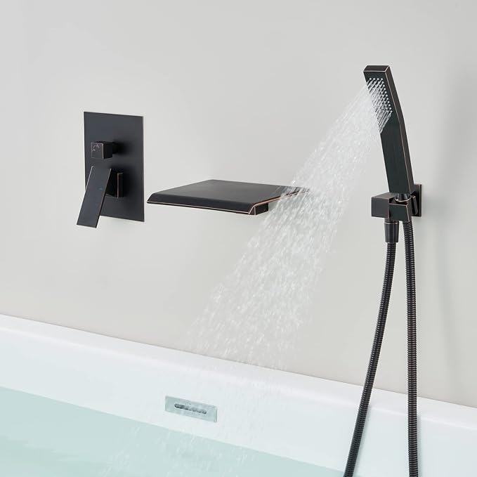 Wall Mount Tub Filler Waterfall Tub Faucet Oil Rubbed Bronze Bathtub Faucet - Image 6