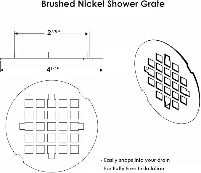 4 ¼” Brushed Nickel Snap-in Shower Drain Cover - Image 3