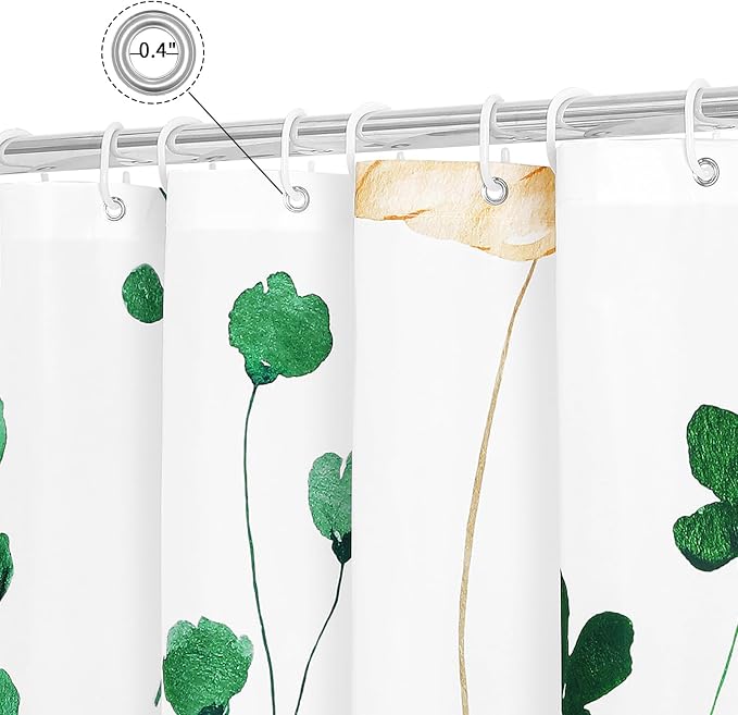Gibelle Watercolor Floral Shower Curtain, Emerald Green Beige Flower Shower - Image 5