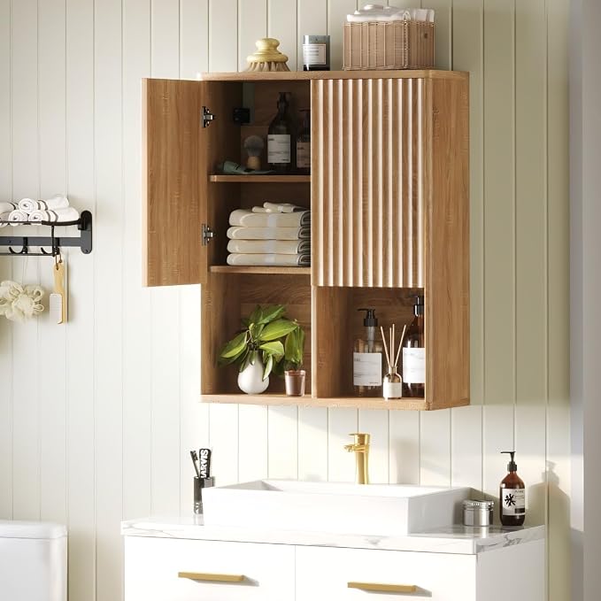 Bathroom Wall Cabinet, Over The Toilet Storage Cabinet, Curved Laundry Cabinet by Unknown
